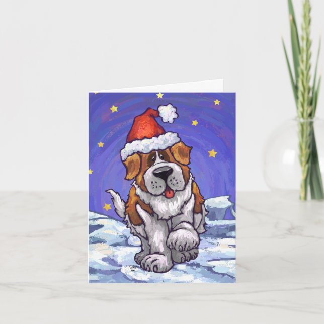 St Bernard Dog Holiday Card Feiertagskarte (Vorderseite)