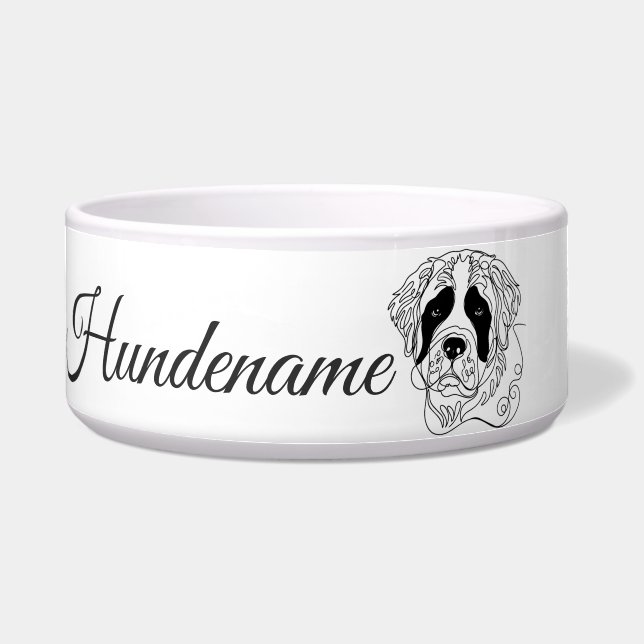 St. Bernard Dog Line Art personalized bowl Napf (Vorderseite)