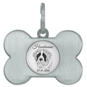St. Bernard Dog Line Art Personalized Tag Tiermarke