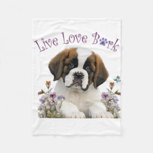 St. Bernard Dog Mama Floral Fleecedecke