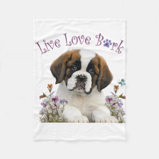 St. Bernard Dog Mama Floral Fleecedecke