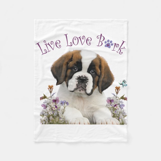St. Bernard Dog Mama Floral Fleecedecke (Vorderseite)