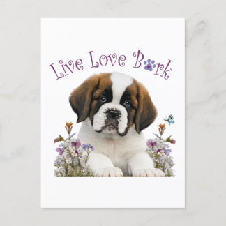 St. Bernard Dog Mama Floral Postkarte