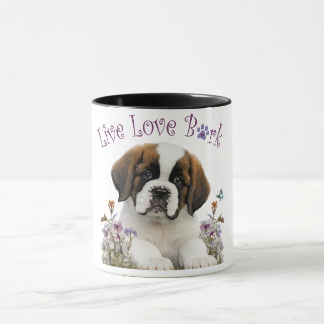 St. Bernard Dog Mama Floral Tasse (Zentrum)