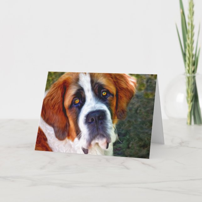 St. Bernard Dog Painting Karte (Vorderseite)