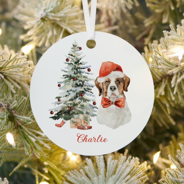 St. Bernard Dog Personalisierte Weihnachtsfeier Ornament Aus Metall (InSitu)