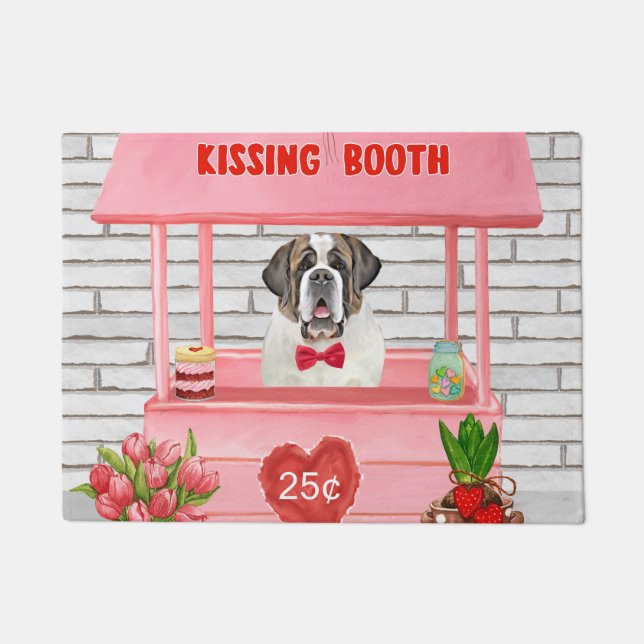 St. Bernard Dog Valentine's Day Kissing Booth Fußmatte (Vorderseite)