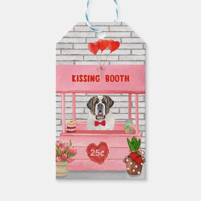 St. Bernard Dog Valentine's Day Kissing Booth Geschenkanhänger (Vorderseite)