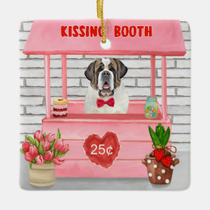 St. Bernard Dog Valentine's Day Kissing Booth Keramikornament