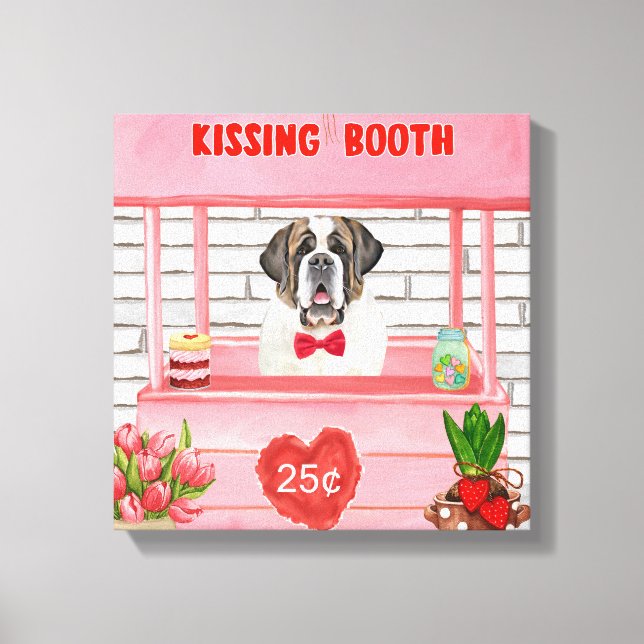 St. Bernard Dog Valentine's Day Kissing Booth Leinwanddruck (Vorderseite)