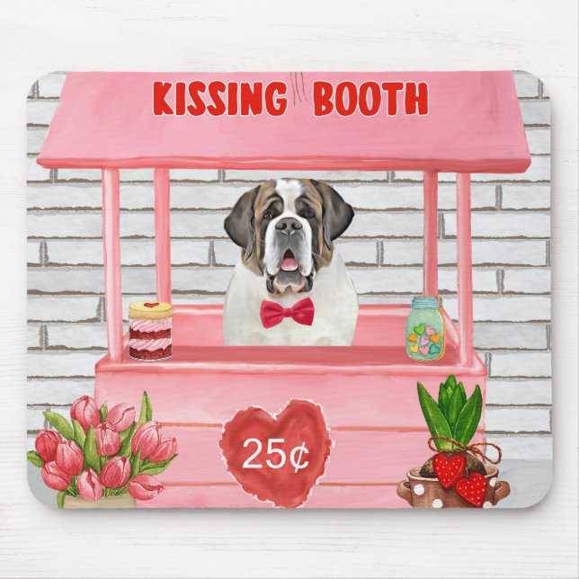 St. Bernard Dog Valentine's Day Kissing Booth Mousepad (Vorne)