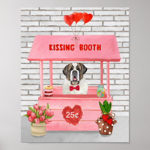 St. Bernard Dog Valentine's Day Kissing Booth Poster