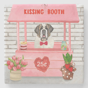 St. Bernard Dog Valentine's Day Kissing Booth Steinuntersetzer