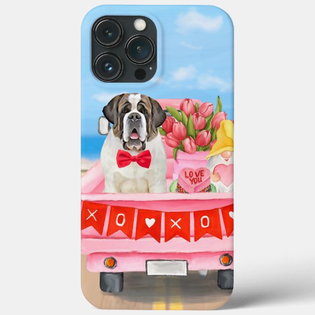 St. Bernard Dog Valentine's Day Lkw Herz Case-Mate iPhone Hülle (Rückseite)