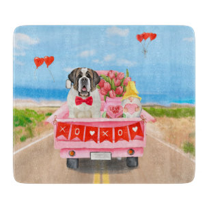 St. Bernard Dog Valentine's Day Lkw Herz Schneidebrett