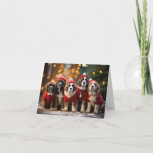 St Bernard Dog Welpen Weihnachtskarte Karte