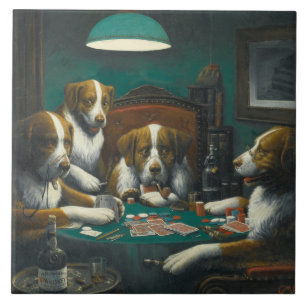 St Bernard Dogs Poker Fliese