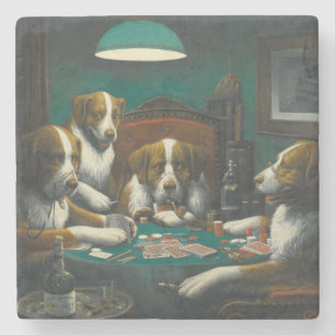 St Bernard Dogs Poker Steinuntersetzer