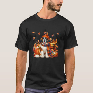St Bernard Erntedank Leopard Pumpkins Fall Leav T-Shirt