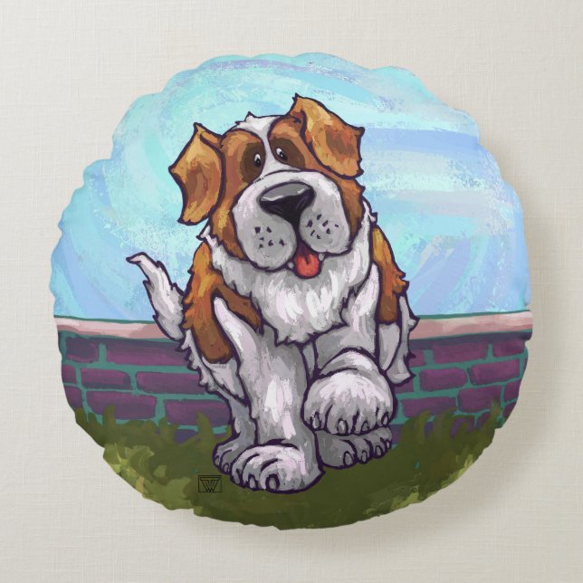 St. Bernard Geschenke & Accessoires Rundes Kissen (Vorderseite)