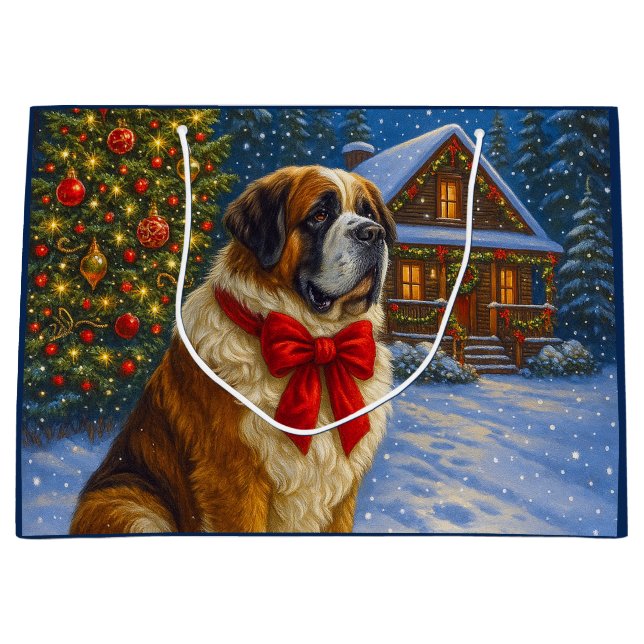 St. Bernard Holiday   Große Geschenktüte (Vorderseite)