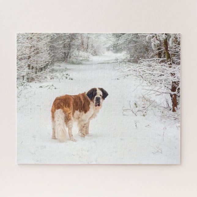 St. Bernard Hund im Schnee Puzzle (Horizontal)