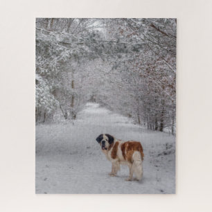 St. Bernard Hund im Schnee Puzzle