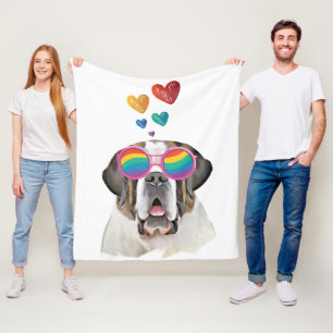 St. Bernard Hund mit HerzValentinstag Fleecedecke