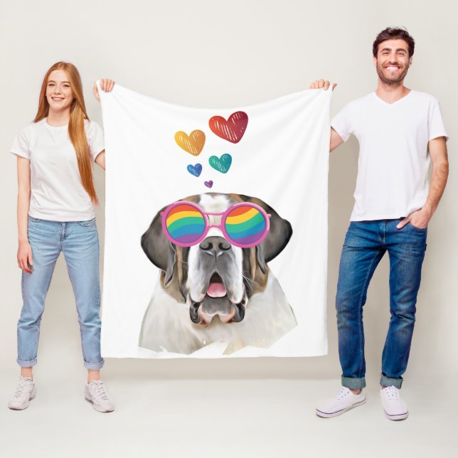 St. Bernard Hund mit HerzValentinstag Fleecedecke (Beispiel)