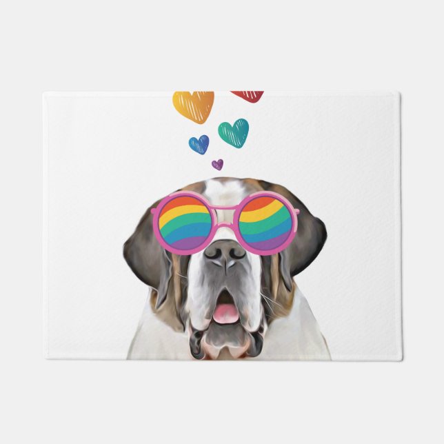 St. Bernard Hund mit HerzValentinstag Fußmatte (Vorderseite)