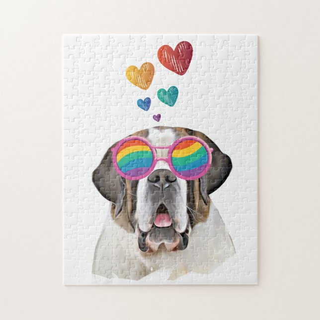 St. Bernard Hund mit HerzValentinstag Puzzle (Vertikal)