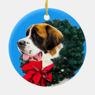 St. Bernard Hund mit Krustenverzierung Keramik Ornament