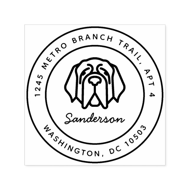 St. Bernard Hund Rücksendeadresse Briefmarke Selbs Permastempel (Design)