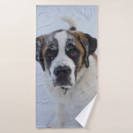 St. Bernard im Schnee Badehandtuch