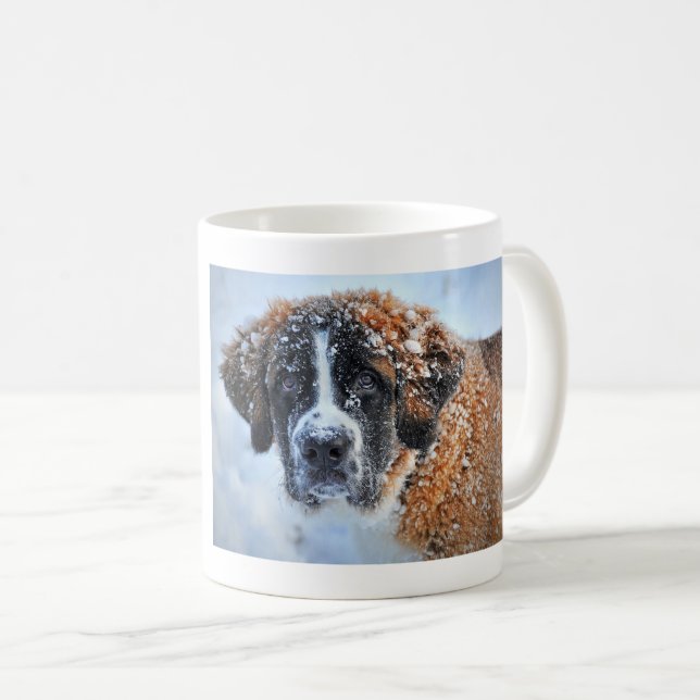 St. Bernard im Schnee Kaffeetasse (VorderseiteRechts)
