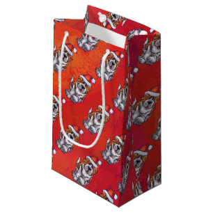 St. Bernard in Hat Pattern On Red Kleine Geschenktüte