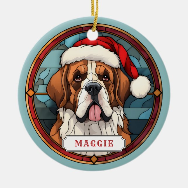St. Bernard Keramik Circle Ornament (Vorne)