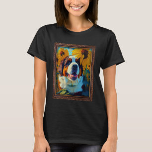 St Bernard Malerei Sonnenblumen Blume Mama T-Shirt