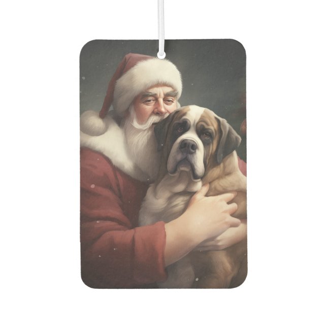 St. Bernard mit dem Weihnachtsmann Weihnachten Autolufterfrischer (Vorderseite)