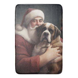 St. Bernard mit dem Weihnachtsmann Weihnachten Badematte