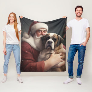 St. Bernard mit dem Weihnachtsmann Weihnachten Fleecedecke