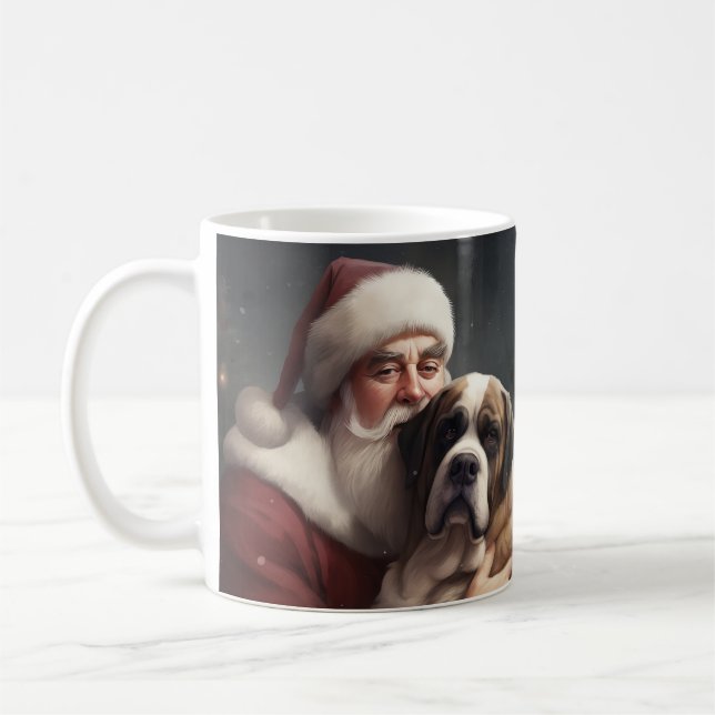 St. Bernard mit dem Weihnachtsmann Weihnachten Kaffeetasse (Links)