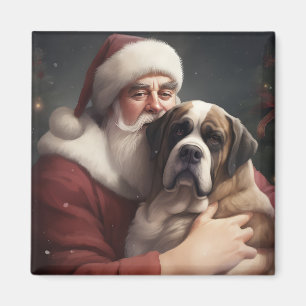 St. Bernard mit dem Weihnachtsmann Weihnachten Magnet