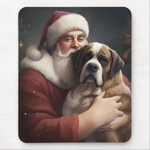 St. Bernard mit dem Weihnachtsmann Weihnachten Mousepad