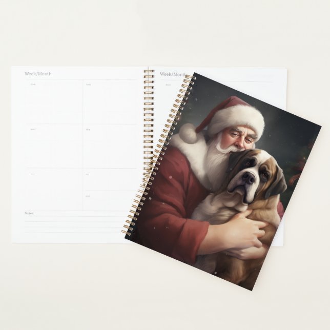 St. Bernard mit dem Weihnachtsmann Weihnachten Planer (Anzeige)