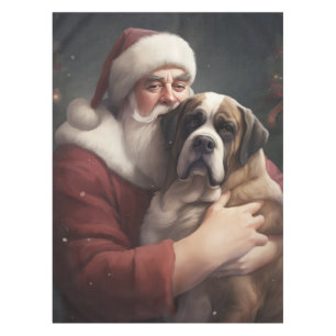 St. Bernard mit dem Weihnachtsmann Weihnachten Tischdecke