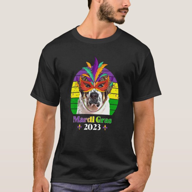 St Bernard Party Dog Mardi Gras 2023 T-Shirt (Vorderseite)
