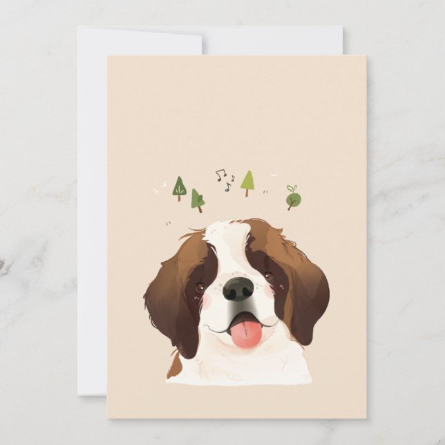 St. Bernard Pet Dog Illustration Portrait Dankeskarte (Vorderseite)