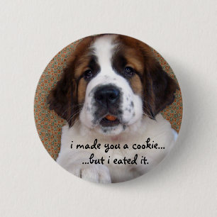 St Bernard Puppy Cookie Button