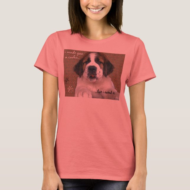 St Bernard Puppy Cookie T-Shirt (Vorderseite)